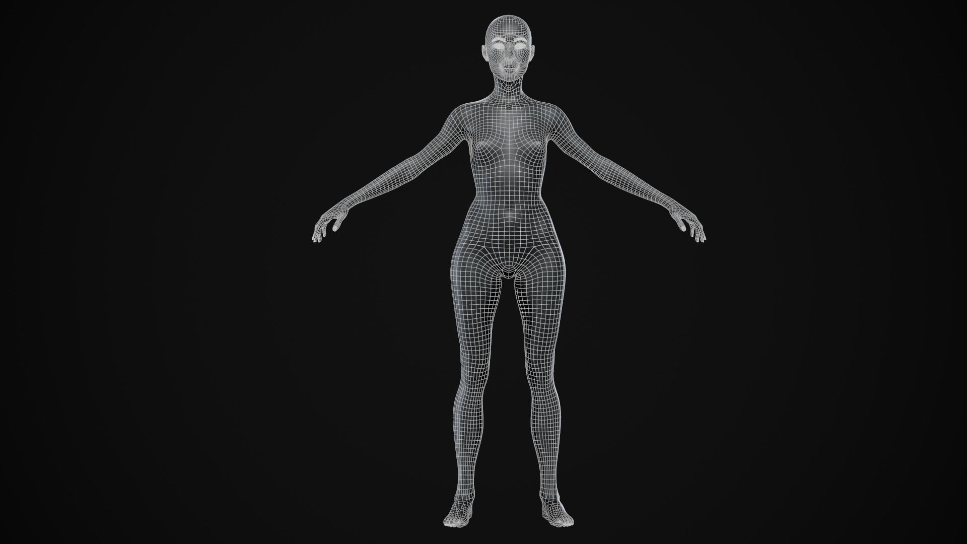 Black woman body Low-poly 3D model_31