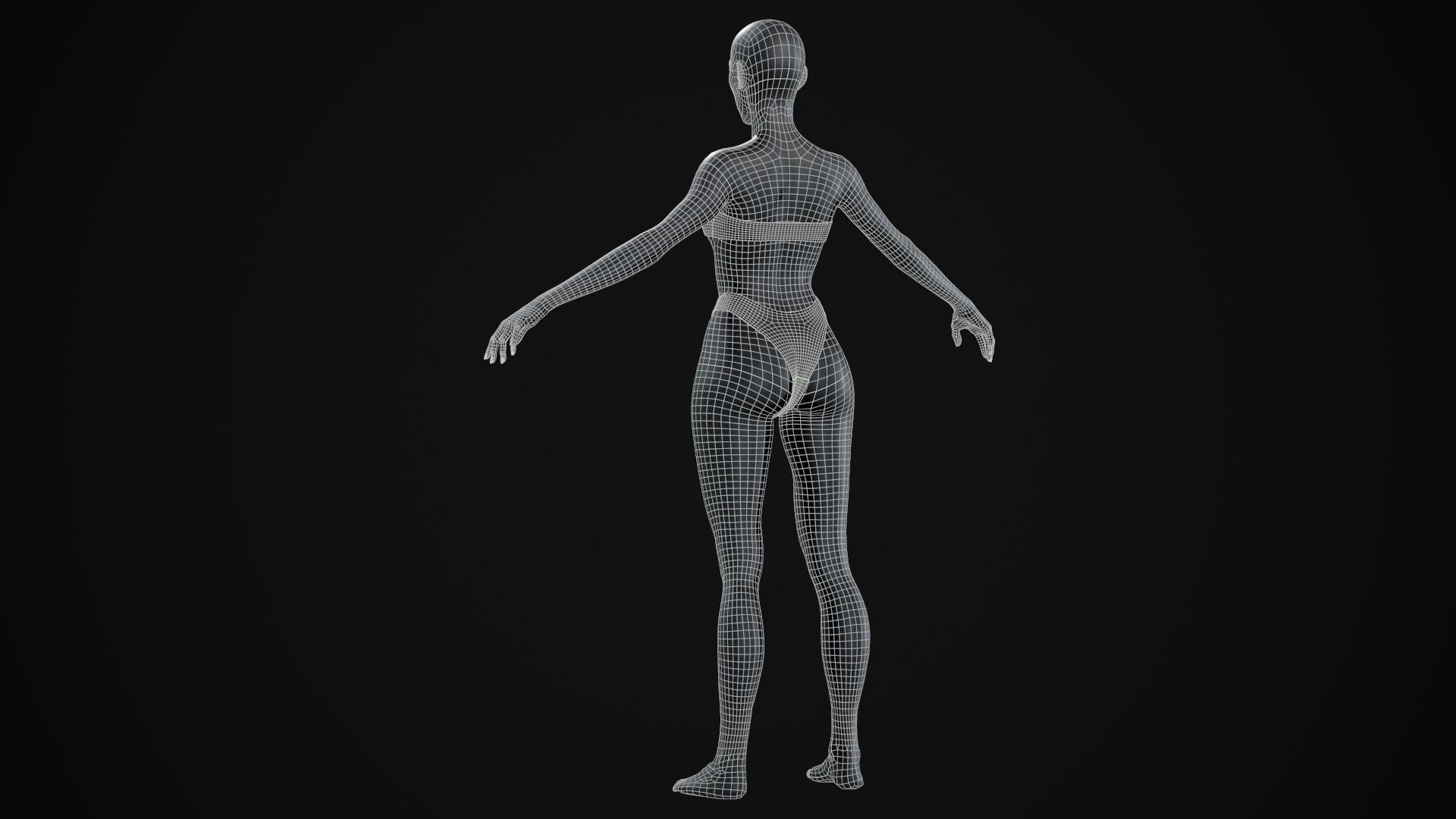 Black woman body Low-poly 3D model_33