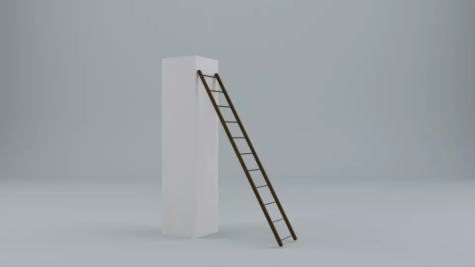 ladder 3D model lowpoly leaning Low-poly 3D model_0