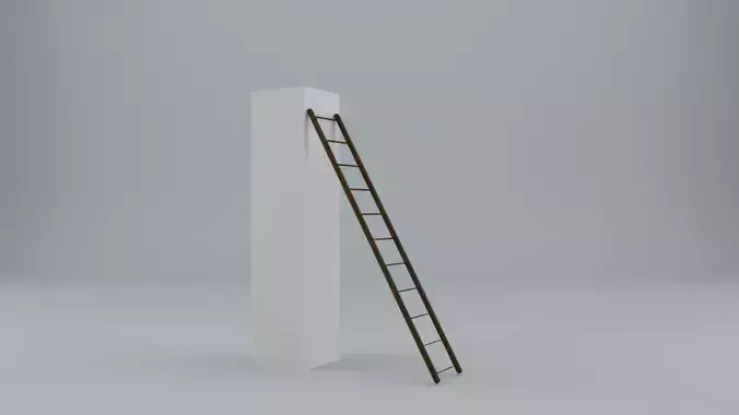 ladder 3D model lowpoly leaning