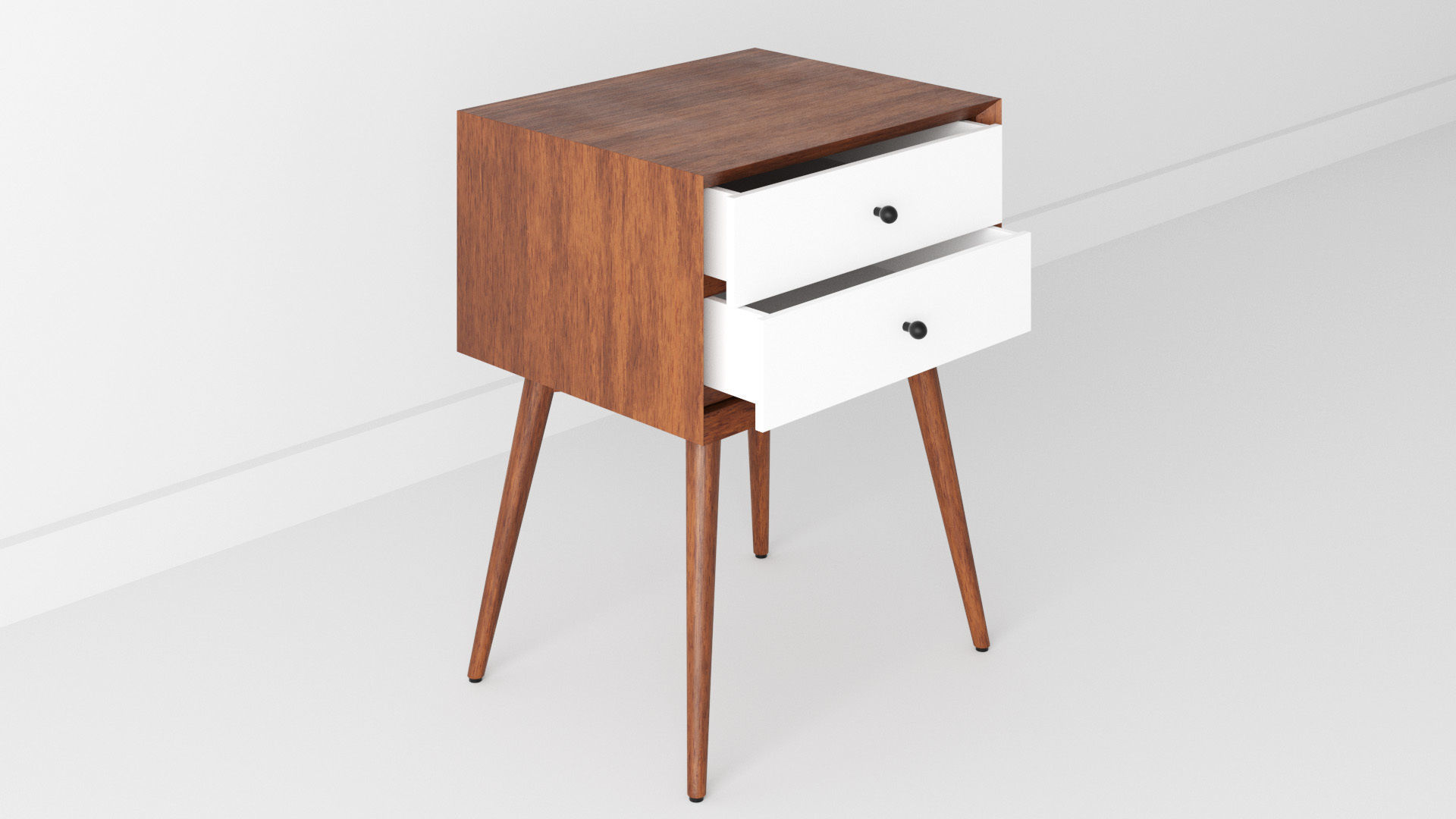 Bedside Table - West Elm Acorn Mid-Century Low-poly 3D model_3