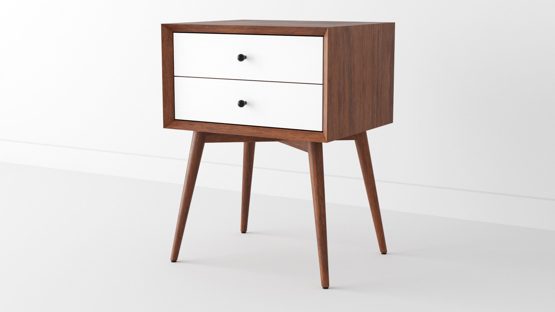 Bedside Table - West Elm Acorn Mid-Century Low-poly 3D model_2