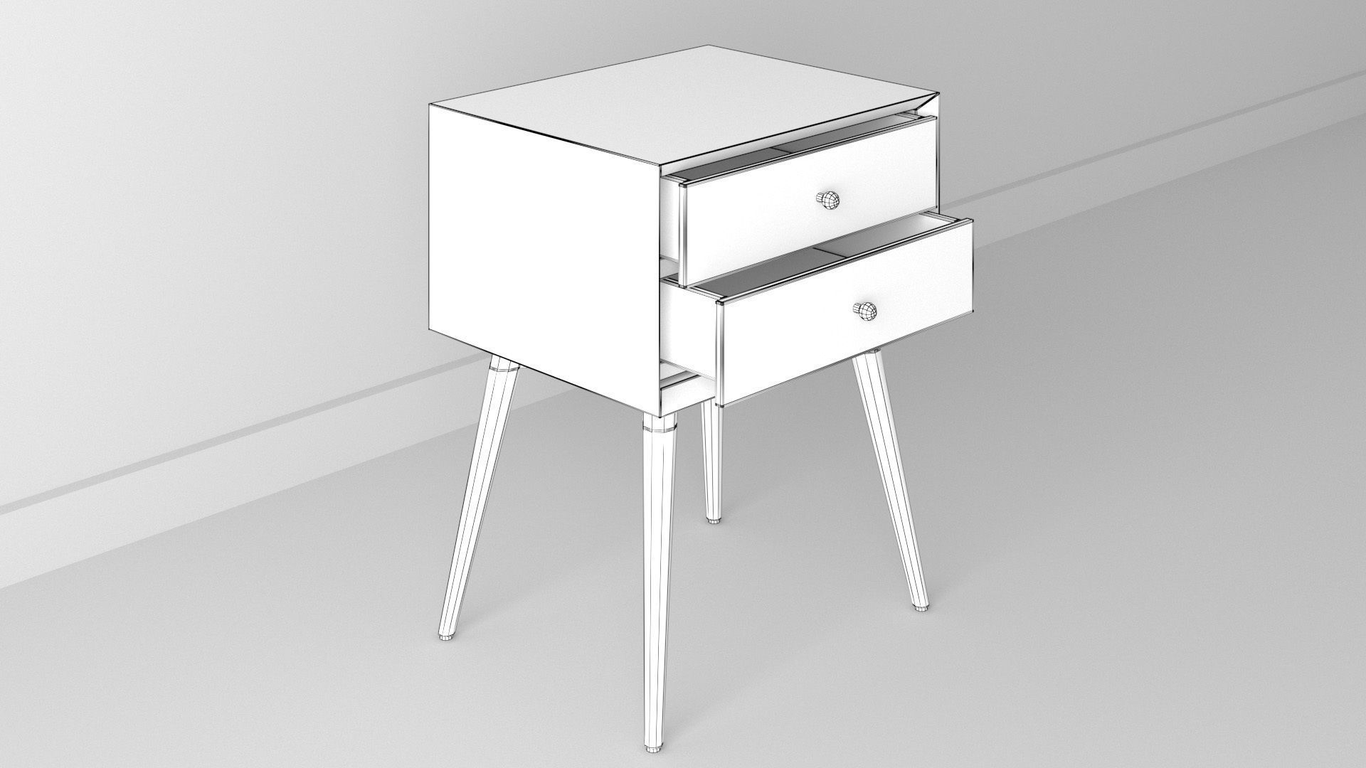 Bedside Table - West Elm Acorn Mid-Century Low-poly 3D model_8