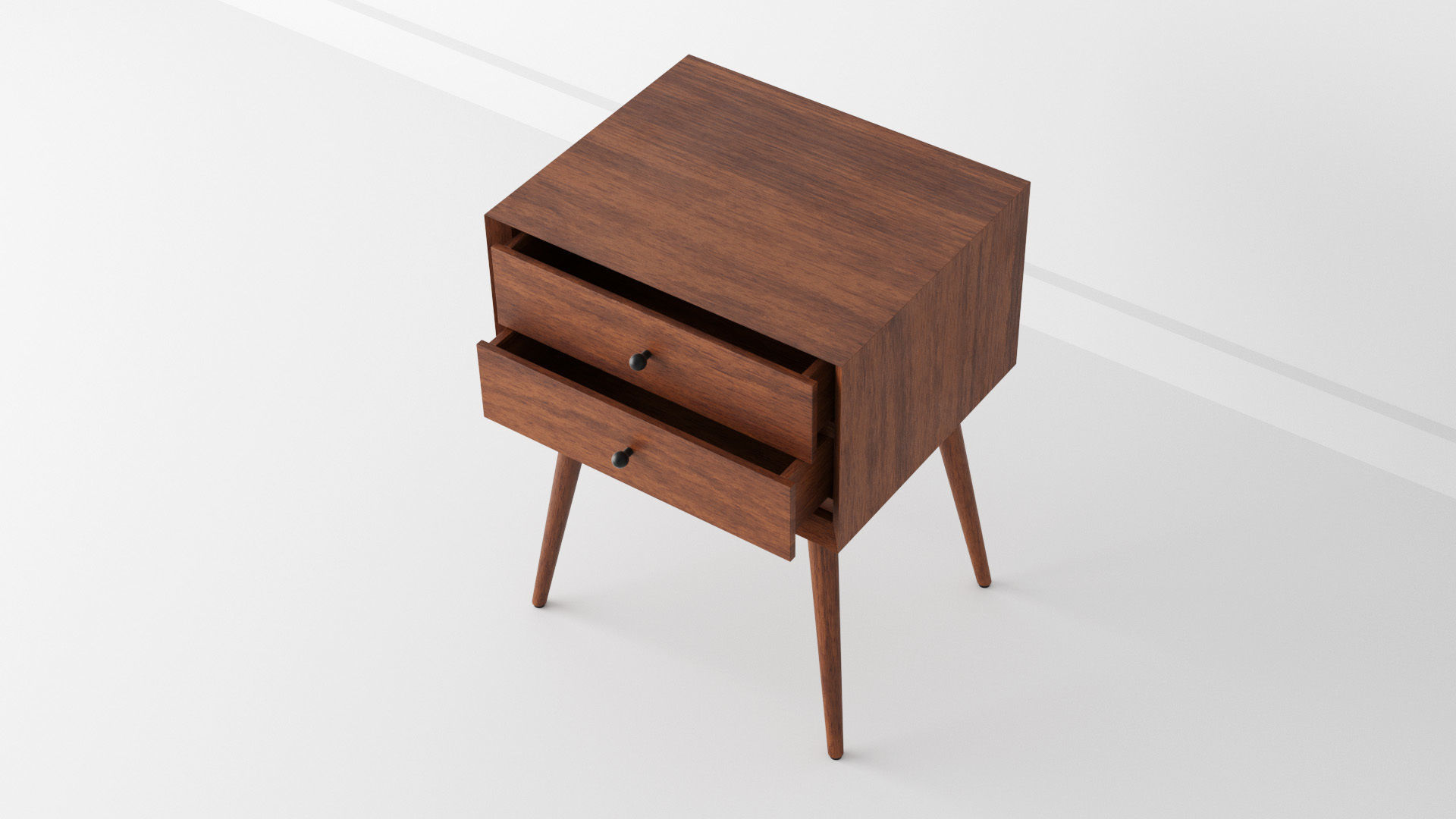Bedside Table - West Elm Acorn Mid-Century Low-poly 3D model_4