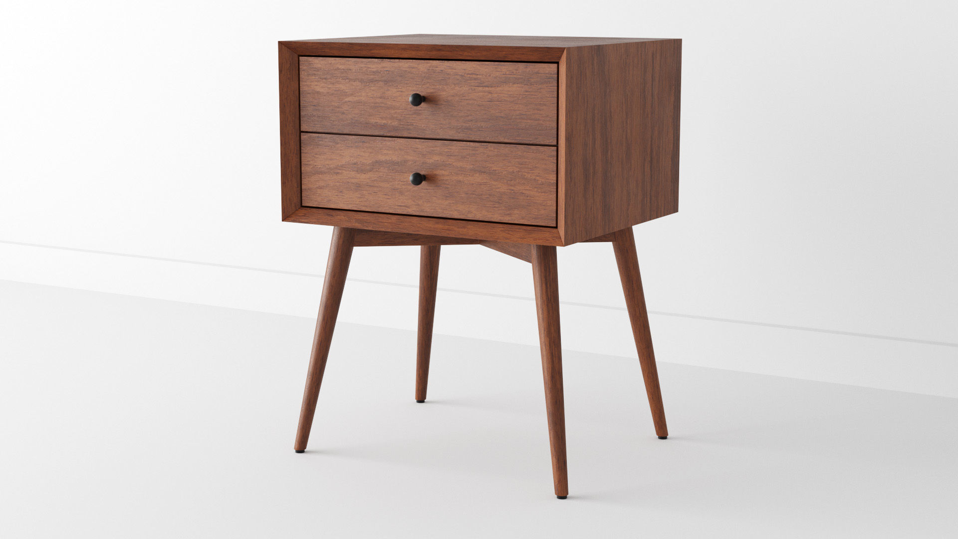 Bedside Table - West Elm Acorn Mid-Century Low-poly 3D model_1