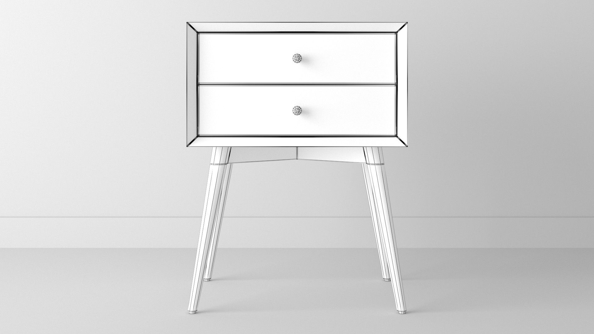 Bedside Table - West Elm Acorn Mid-Century Low-poly 3D model_6