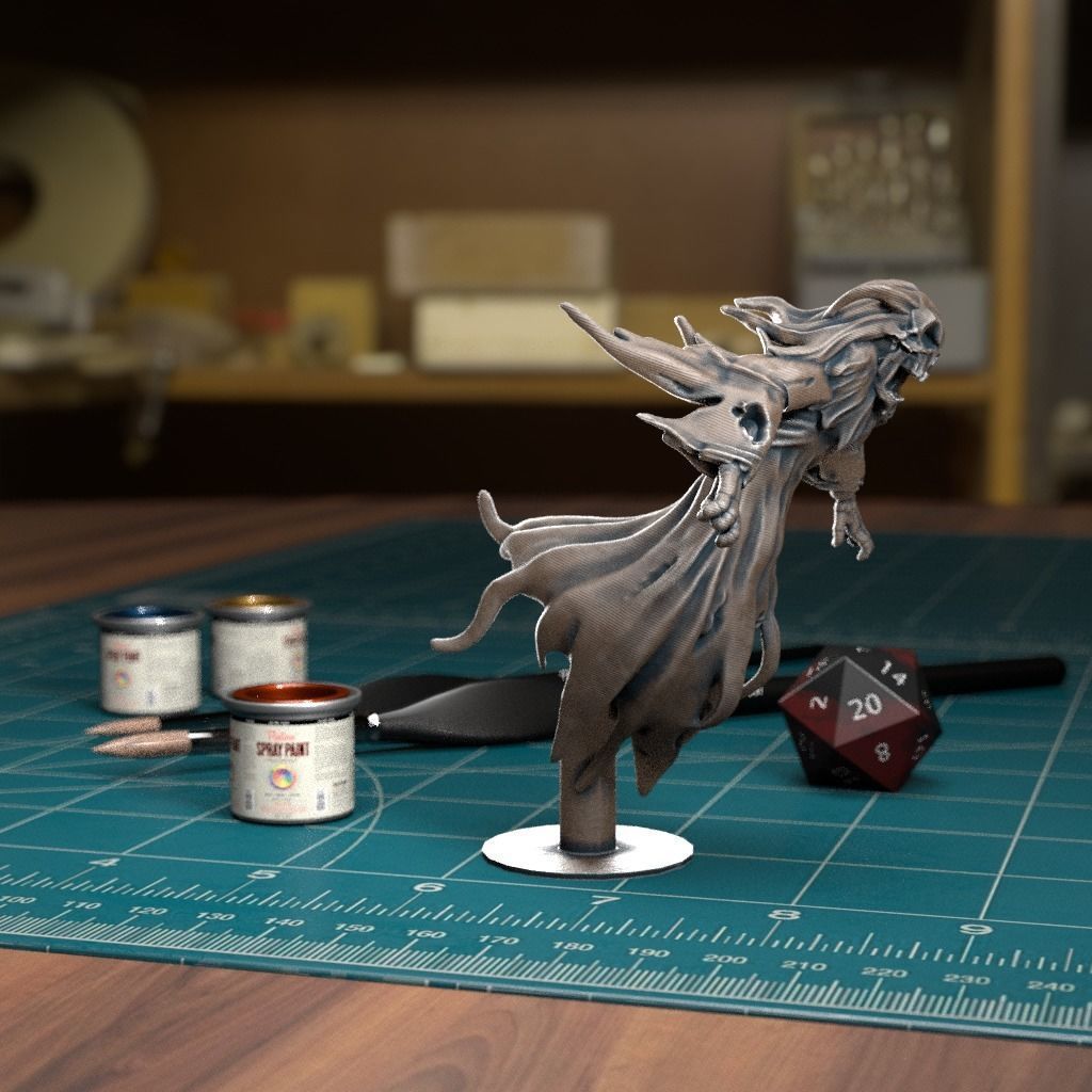 Flying Specter 3 with Base Pre-supported 3D print model_3