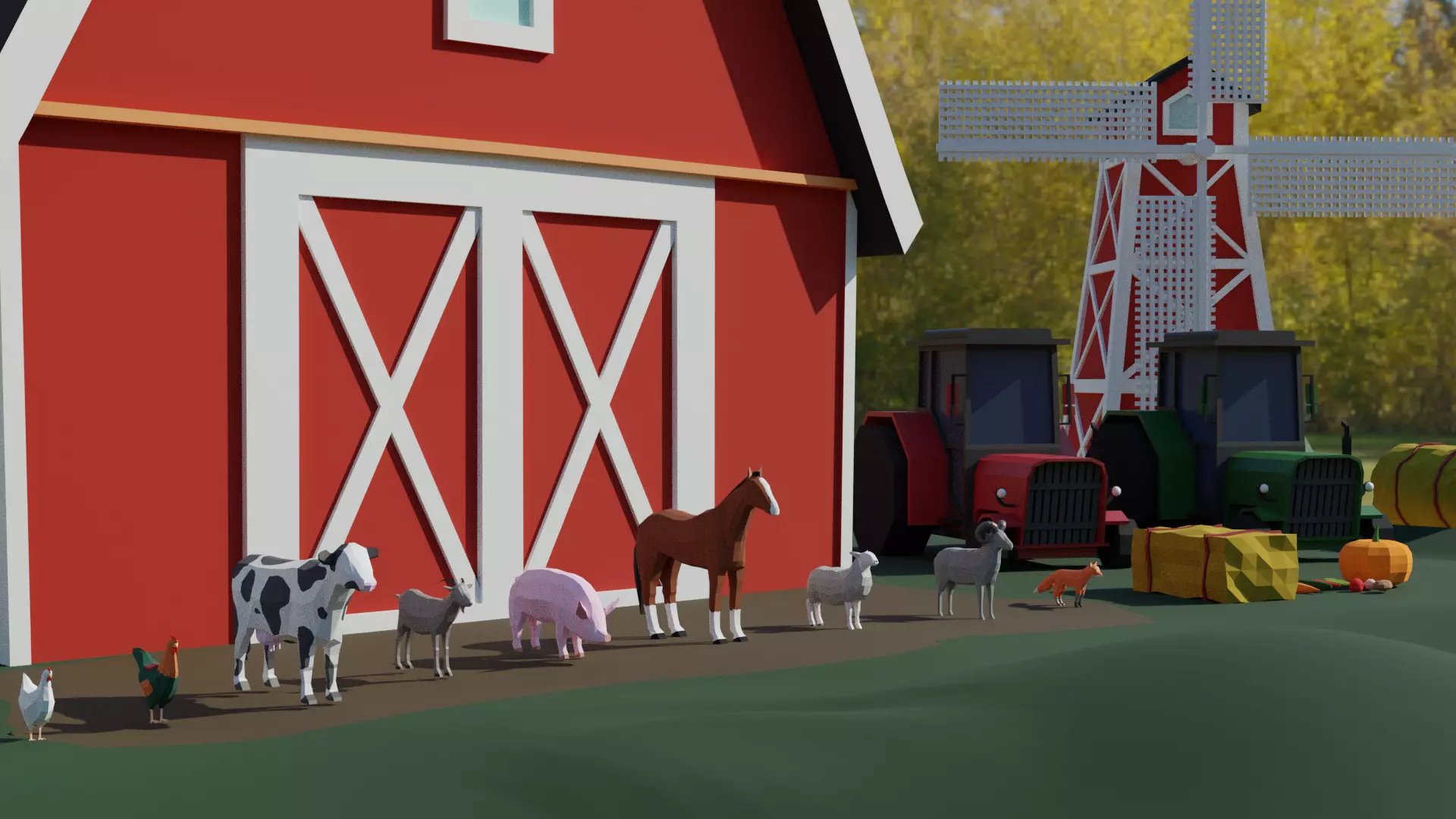 LOWPOLY FARM assets made in Blender 27 HIGH QUALITY models  Low-poly 3D model_0