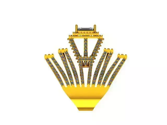 ring stl gold pendant with diamonds 3D model
