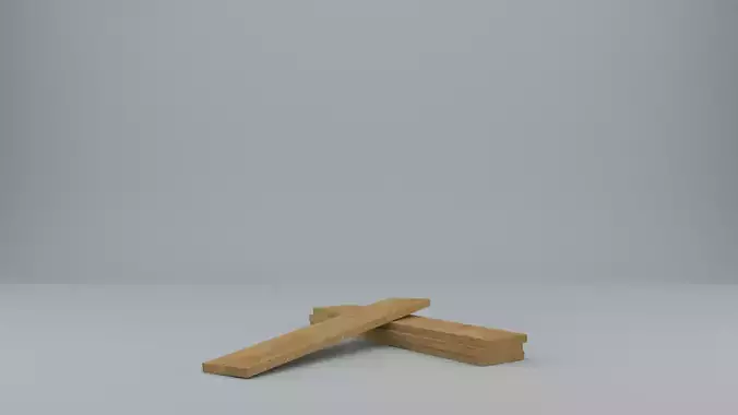 Plank lowpoly pair of wooden sticks