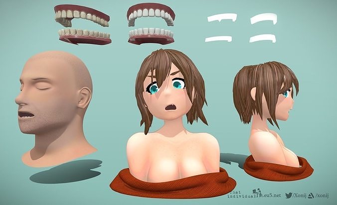 Realistic and Anime teeth - models Low-poly 3D model