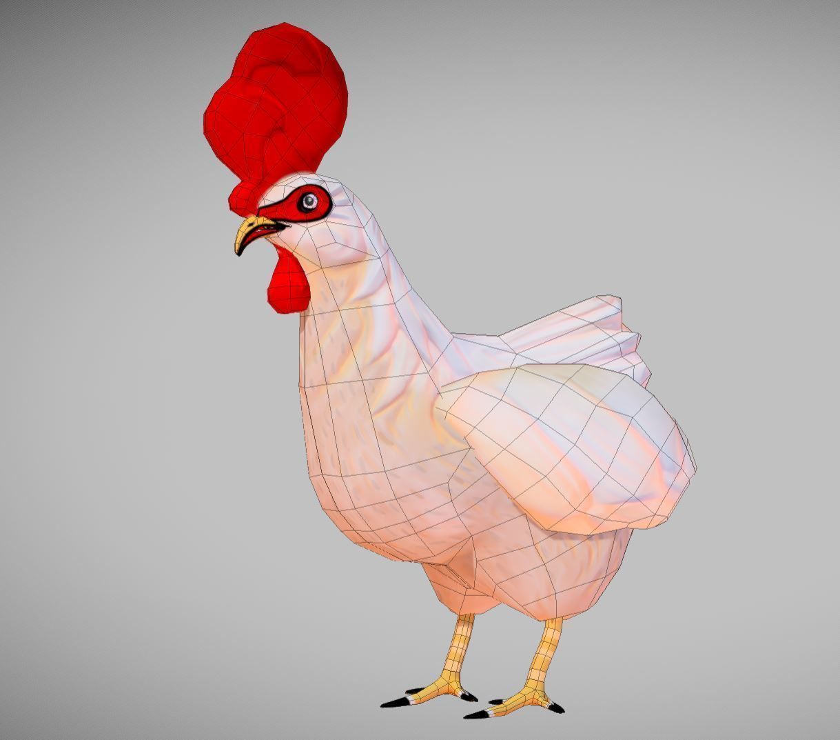 Stylized Rooster Low-poly 3D model_1