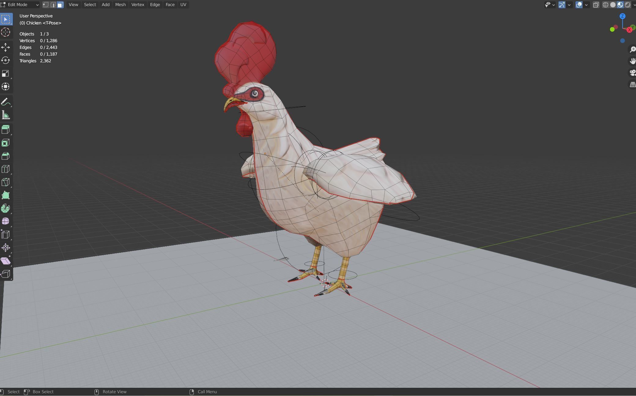 Stylized Rooster Low-poly 3D model_2