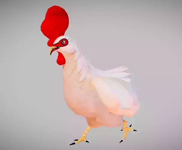 Stylized Rooster Low-poly 3D model