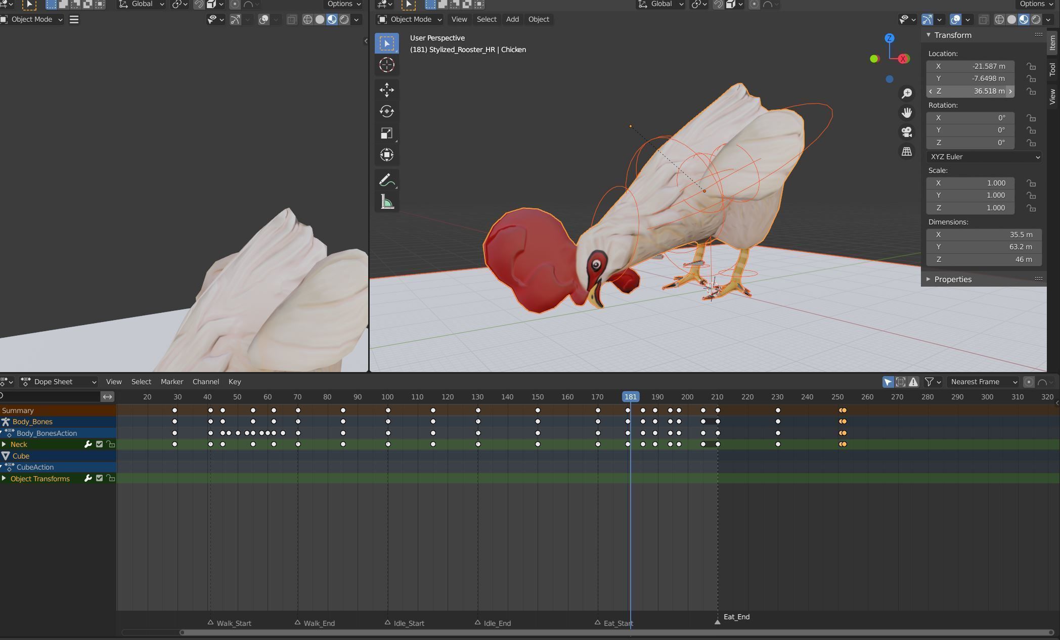 Stylized Rooster Low-poly 3D model_4