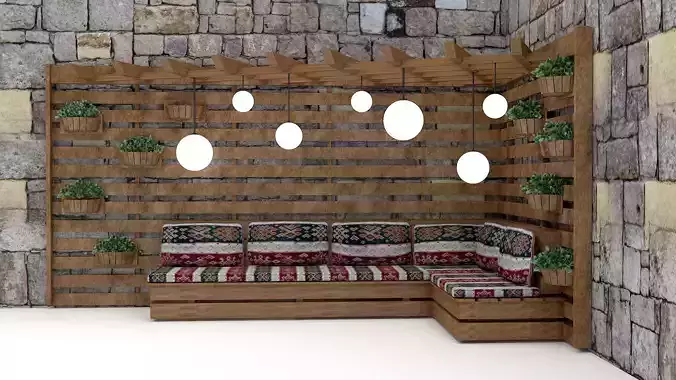 The wooden garden corner set