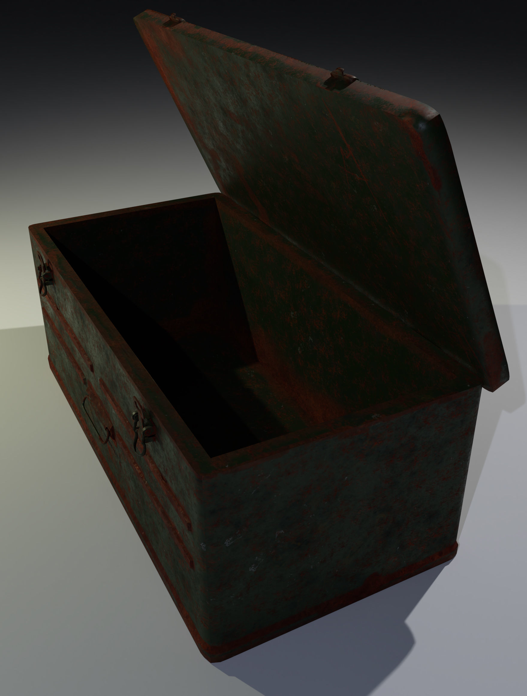 Rusty Military Metal Crate Low-poly Low-poly 3D model_1