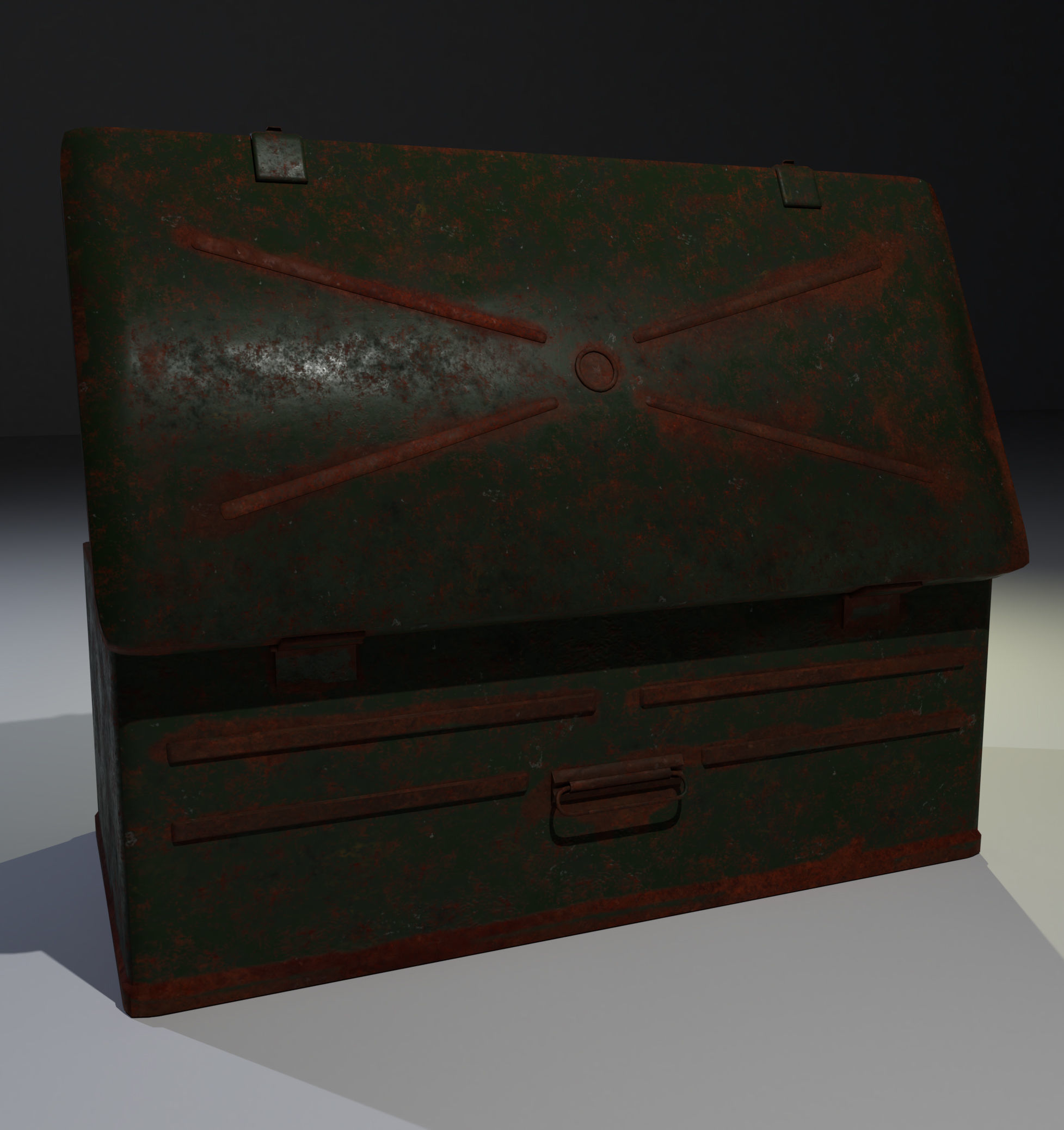 Rusty Military Metal Crate Low-poly Low-poly 3D model_3