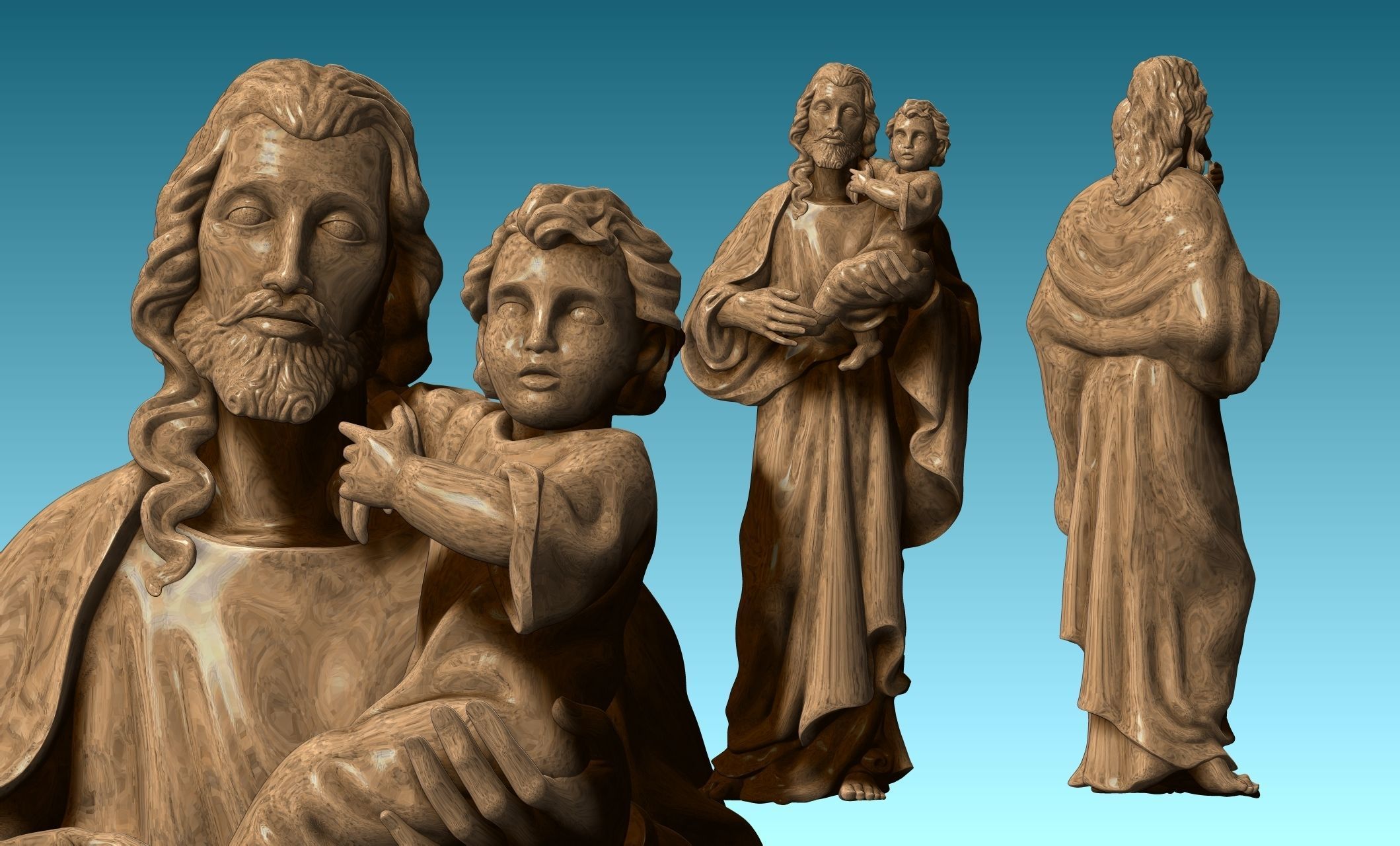 Saint Joseph and Jesus CNC 3D print model_4