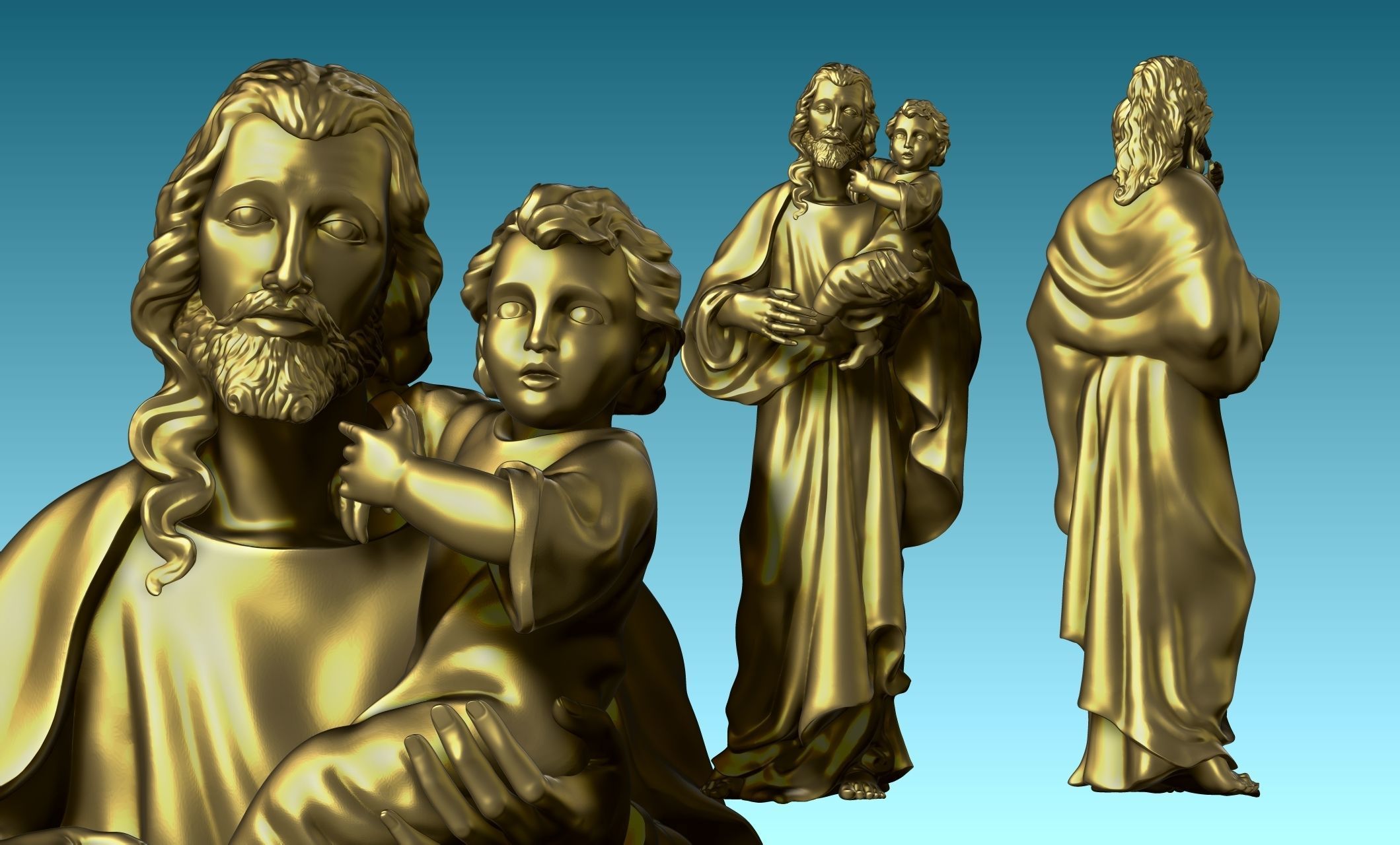 Saint Joseph and Jesus CNC 3D print model_8