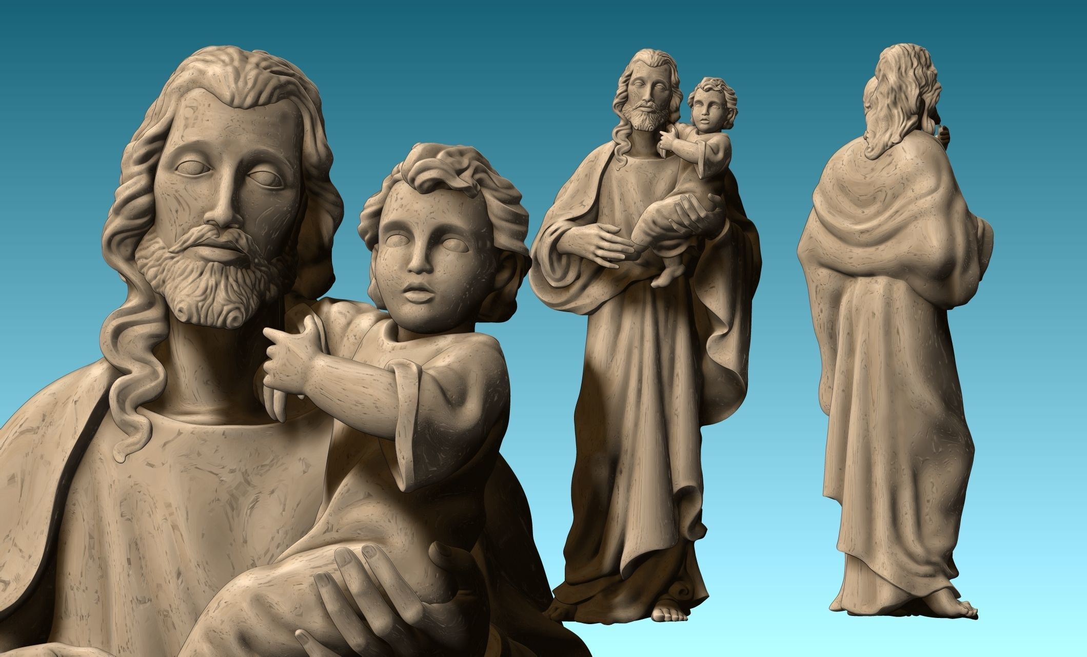 Saint Joseph and Jesus CNC 3D print model_1