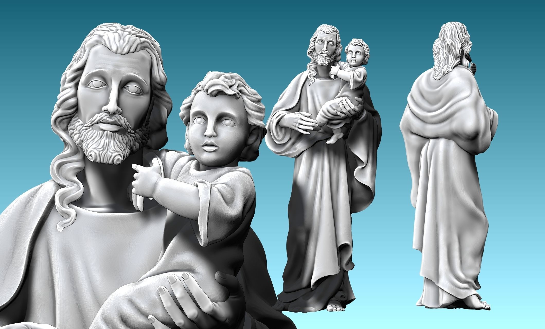 Saint Joseph and Jesus CNC 3D print model_7