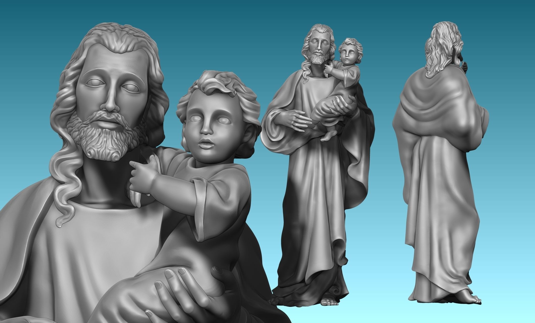Saint Joseph and Jesus CNC 3D print model_3