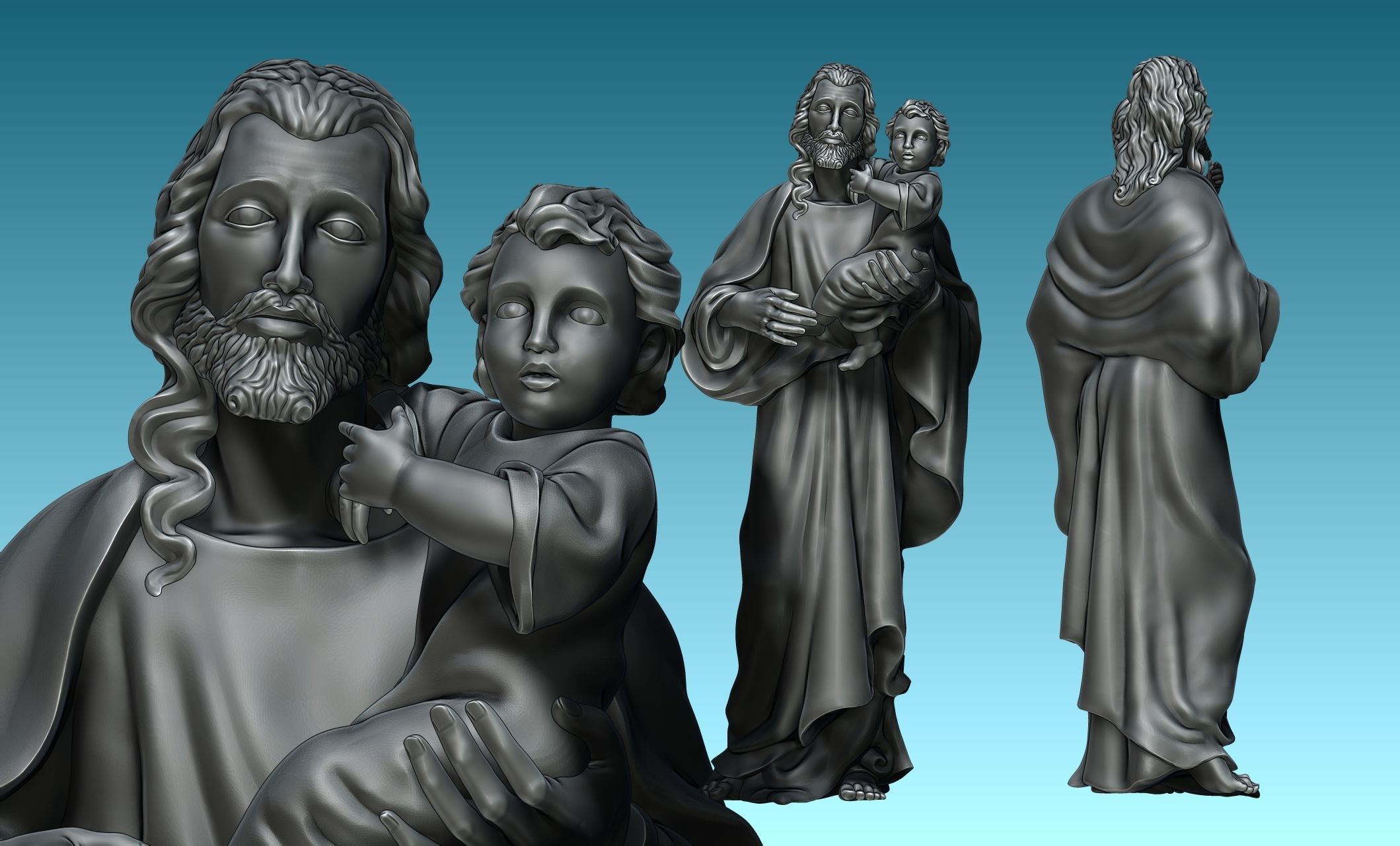 Saint Joseph and Jesus CNC 3D print model_9