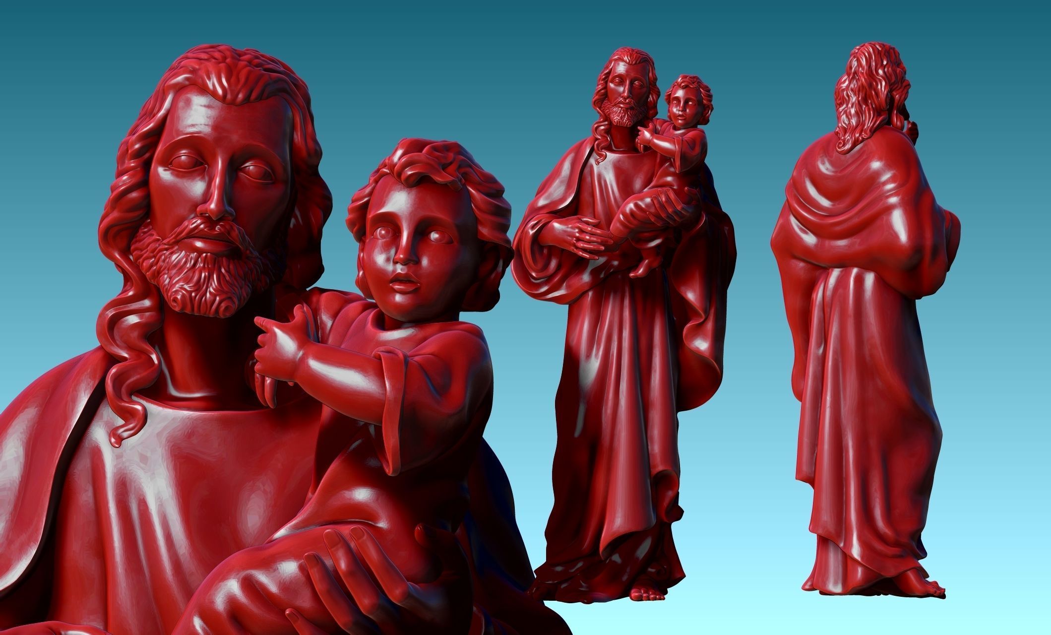 Saint Joseph and Jesus CNC 3D print model_12