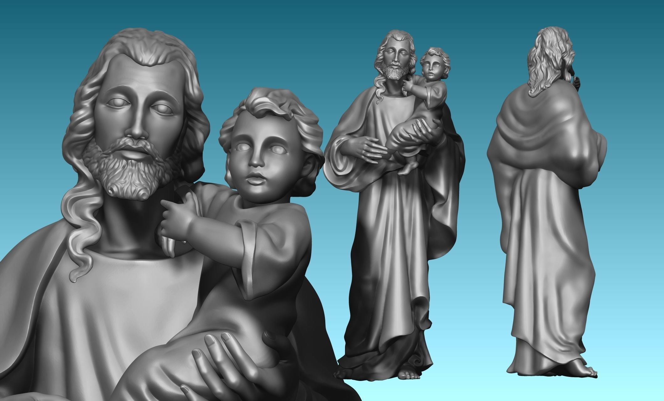 Saint Joseph and Jesus CNC 3D print model_6