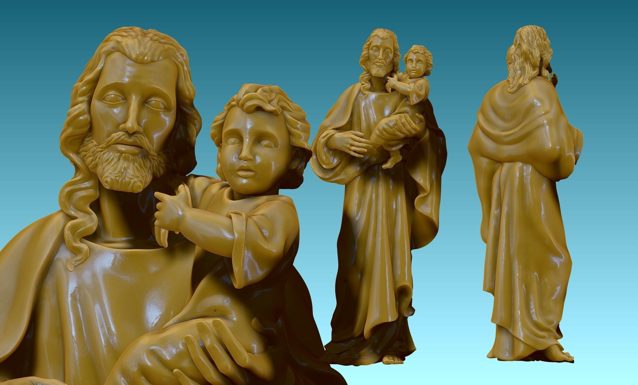 Saint Joseph and Jesus CNC 3D print model_11