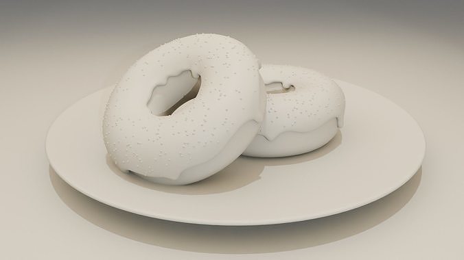 A set of donuts on a plate  3D model 6