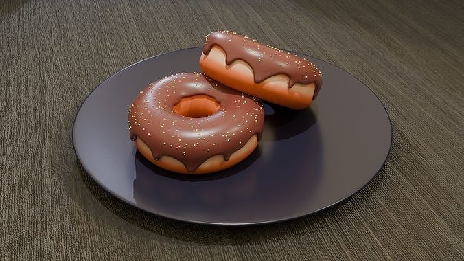 A set of donuts on a plate  3D model 3