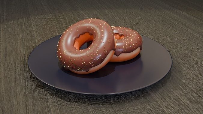 A set of donuts on a plate  3D model 2