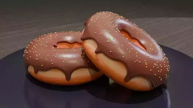 A set of donuts on a plate  3D model