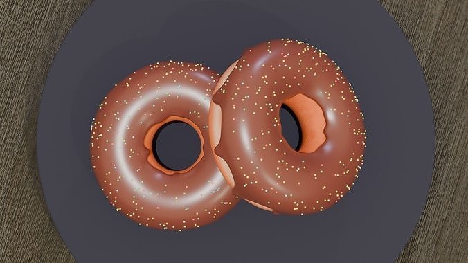 A set of donuts on a plate  3D model 4