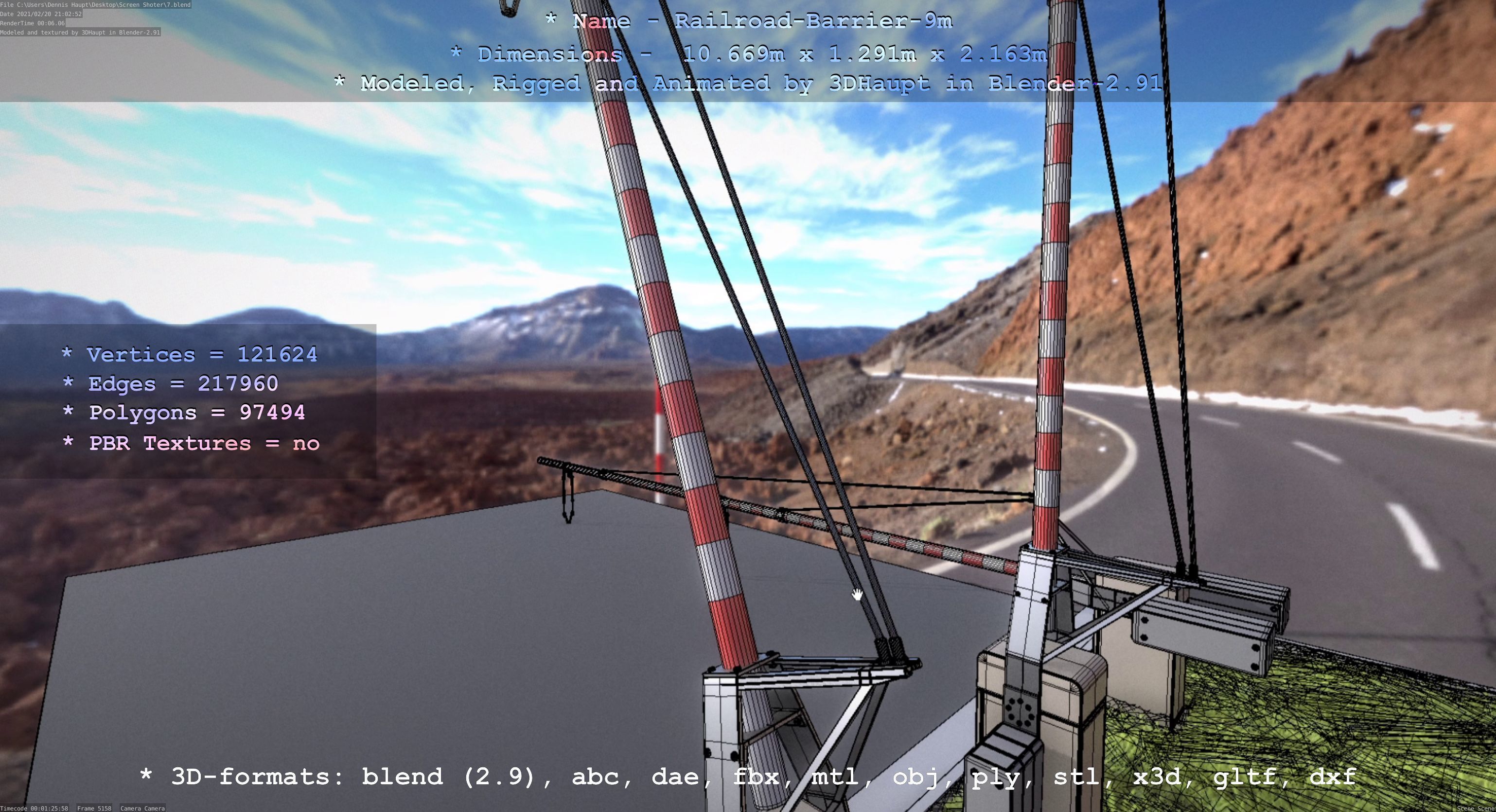 Railroad Barrier 9m High and Low-Poly 3D Model Collection_40