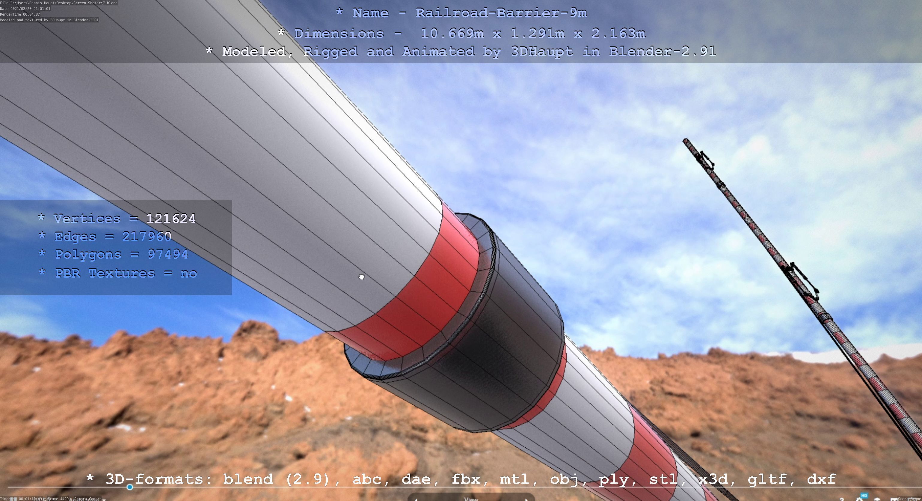 Railroad Barrier 9m High and Low-Poly 3D Model Collection_45