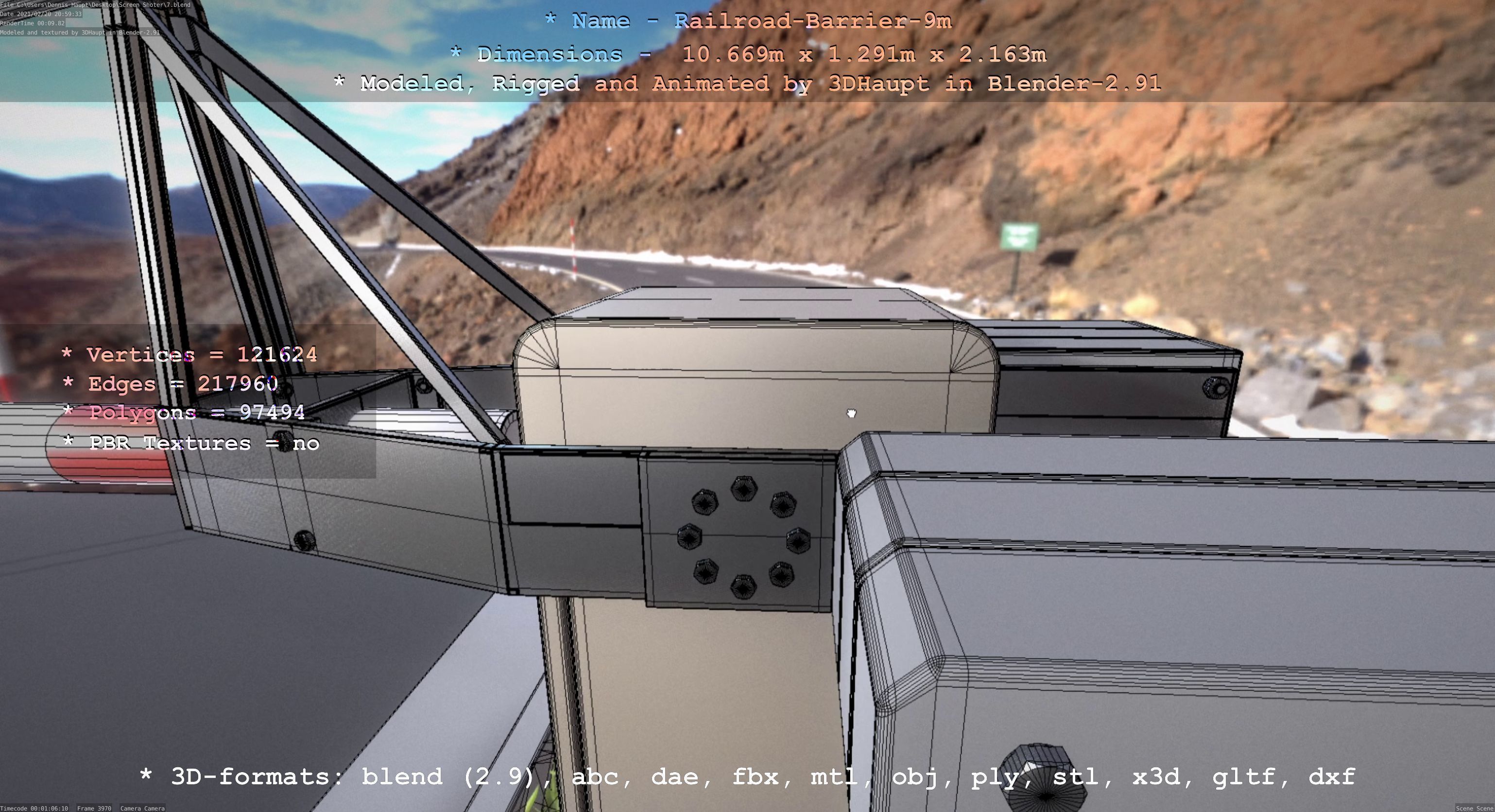 Railroad Barrier 9m High and Low-Poly 3D Model Collection_58