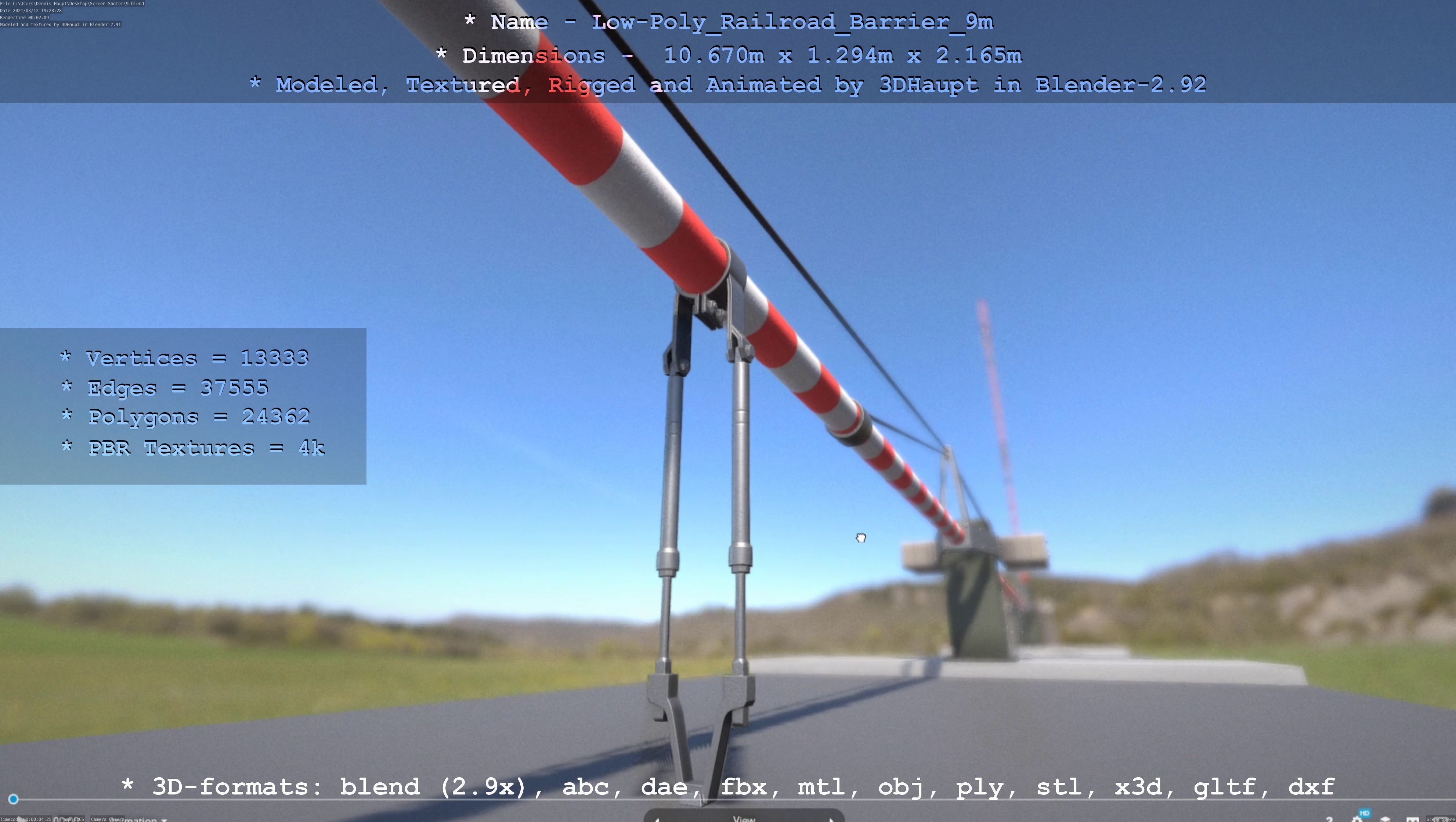 Railroad Barrier 9m High and Low-Poly 3D Model Collection_21