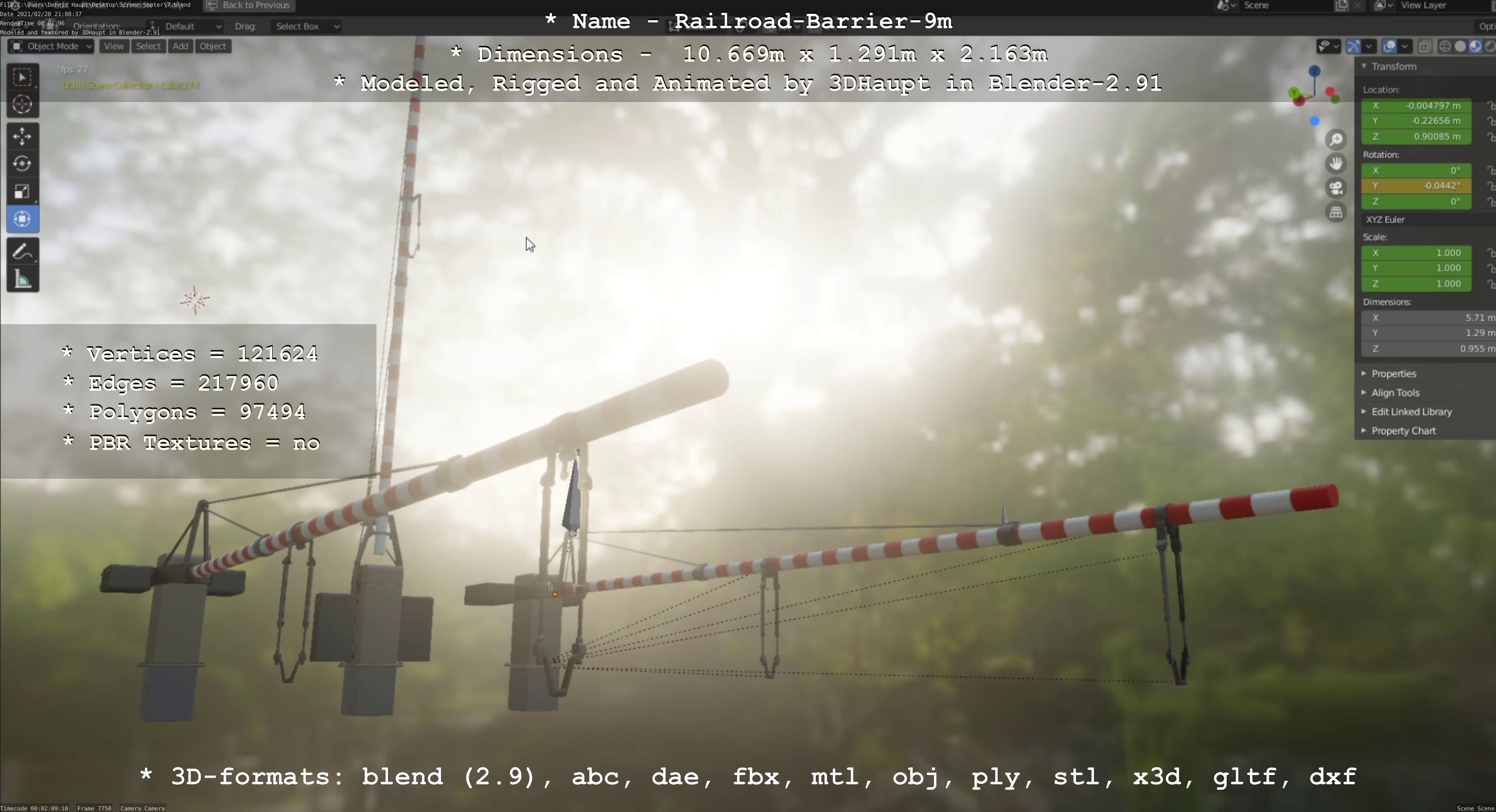 Railroad Barrier 9m High and Low-Poly 3D Model Collection_33