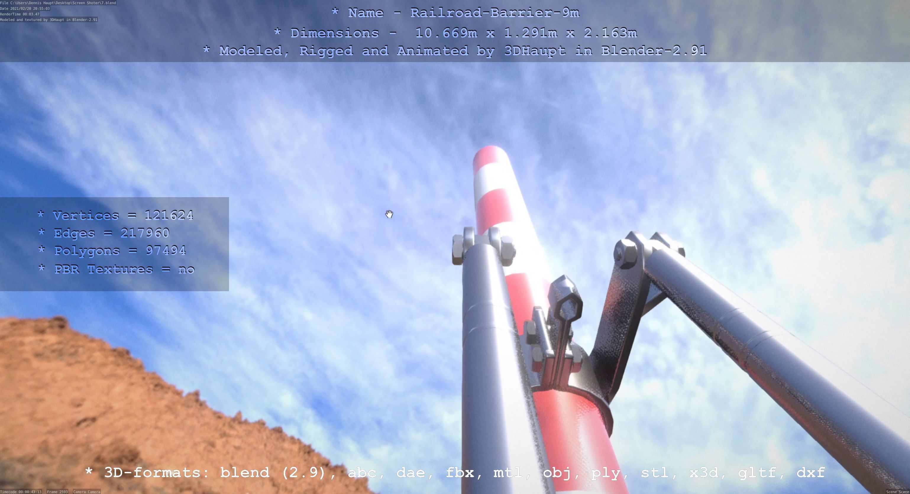 Railroad Barrier 9m High and Low-Poly 3D Model Collection_36