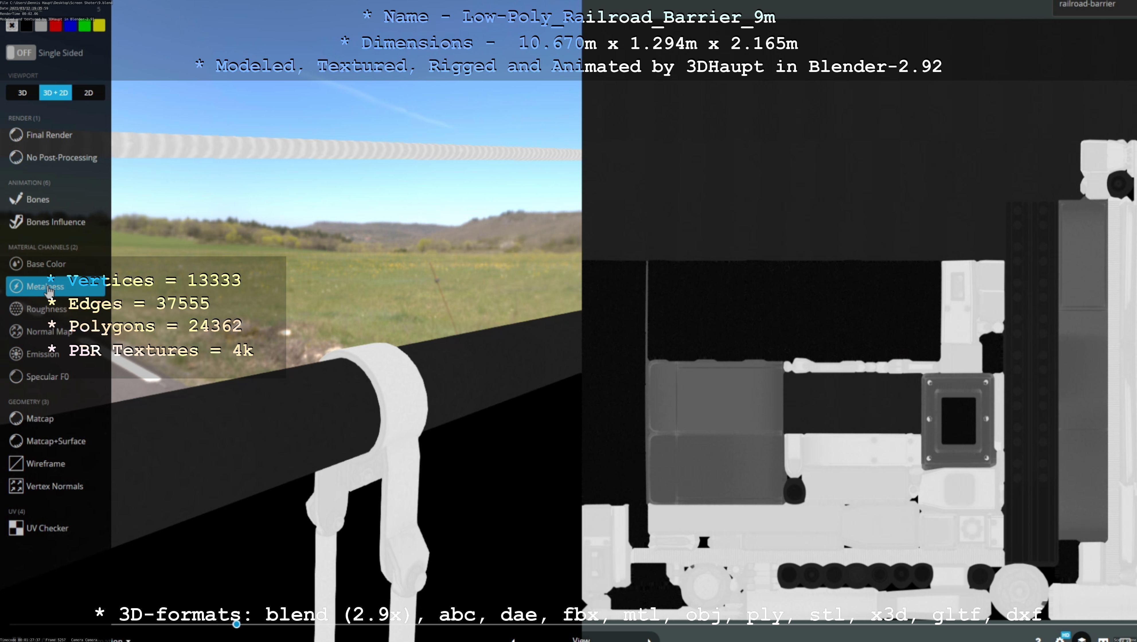 Railroad Barrier 9m High and Low-Poly 3D Model Collection_9