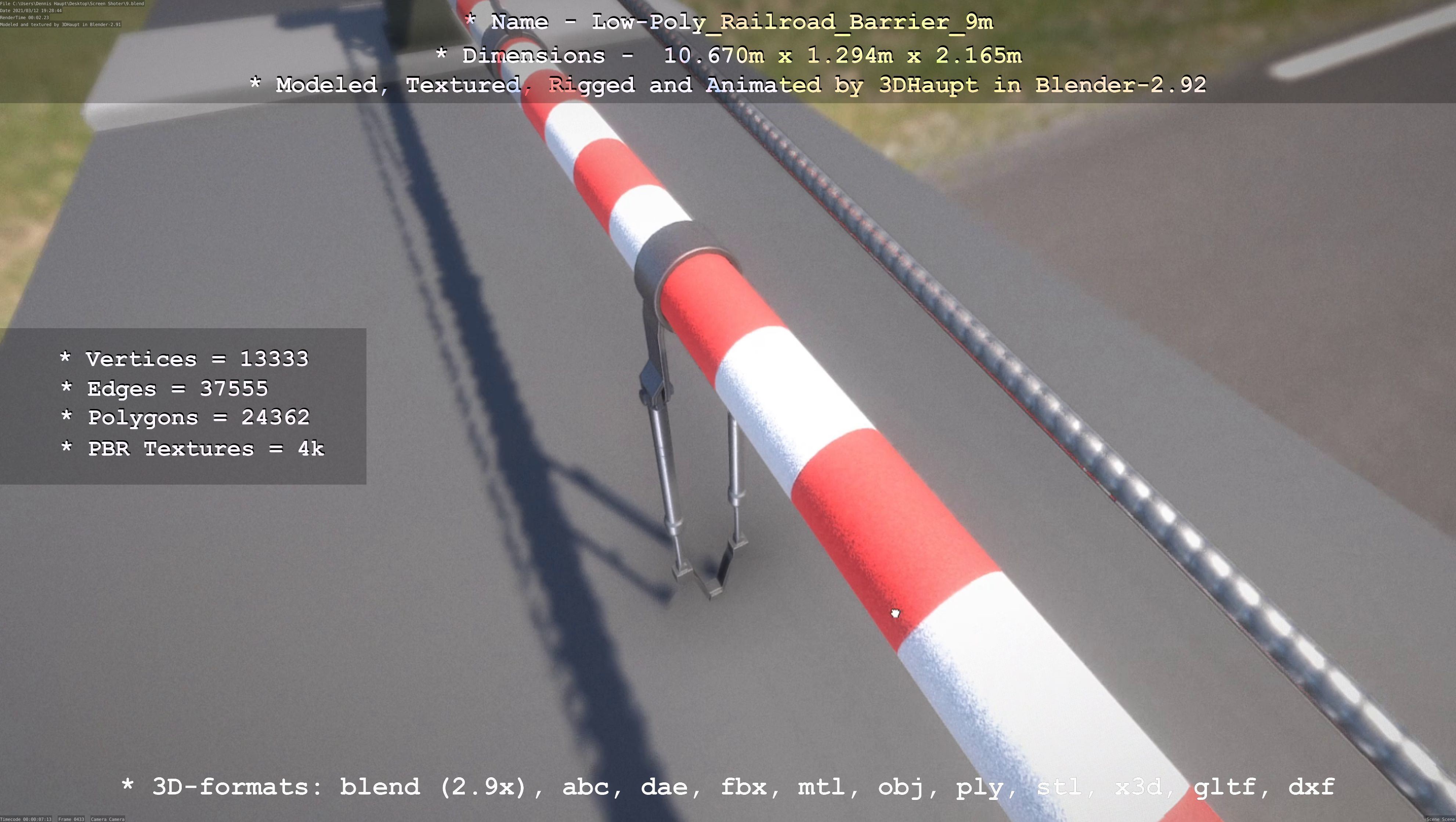 Railroad Barrier 9m High and Low-Poly 3D Model Collection_16