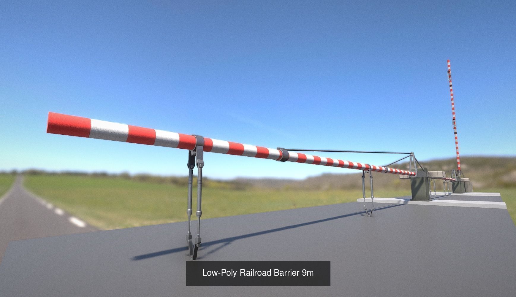 Railroad Barrier 9m High and Low-Poly 3D Model Collection_8