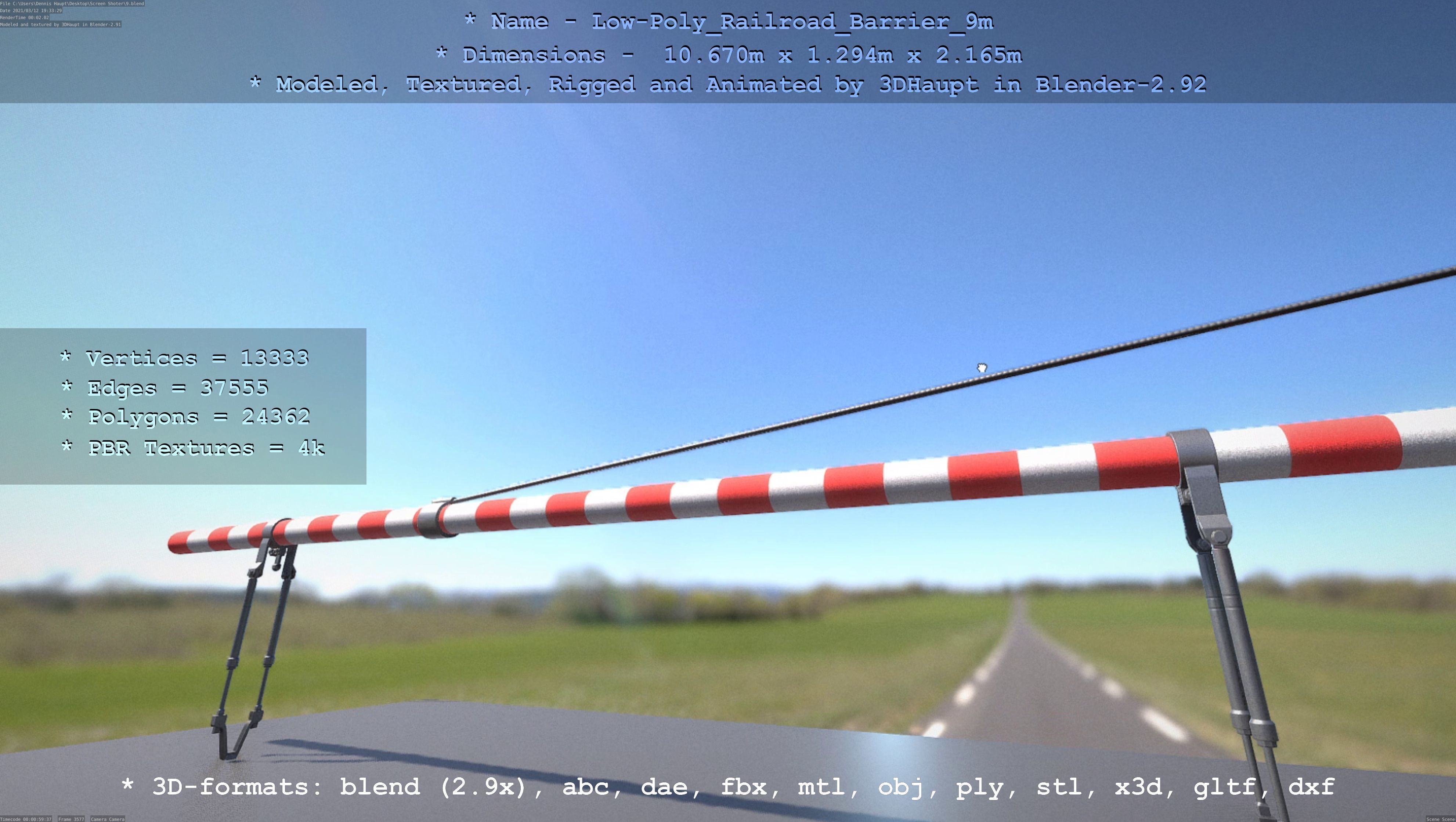 Railroad Barrier 9m High and Low-Poly 3D Model Collection_25