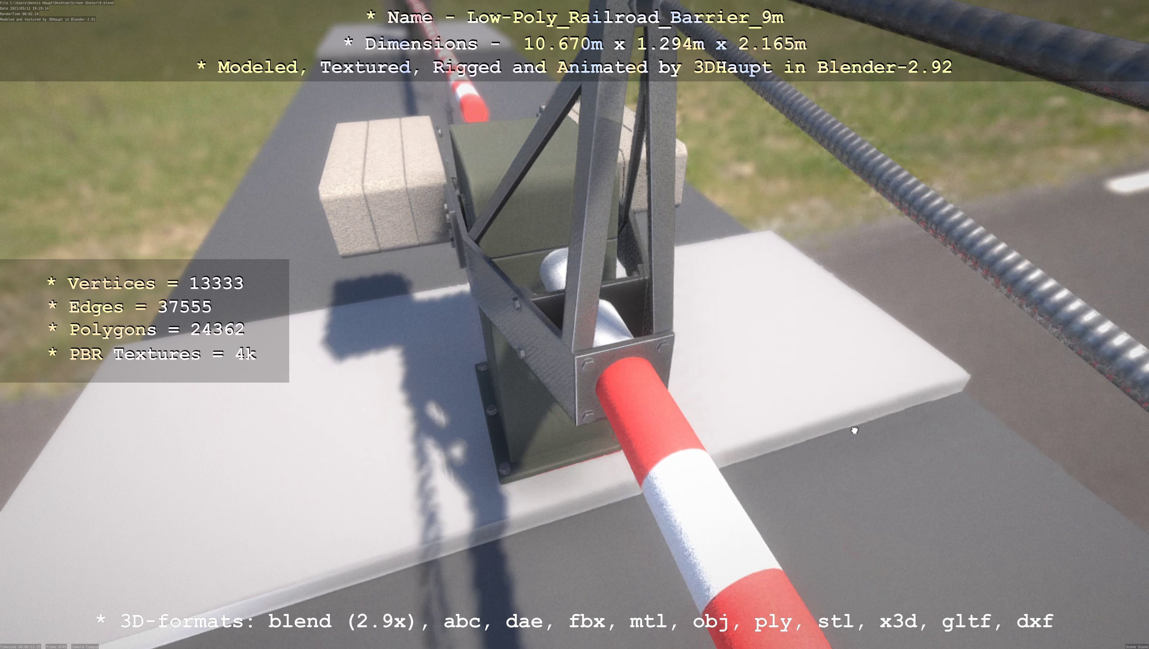 Railroad Barrier 9m High and Low-Poly 3D Model Collection_23