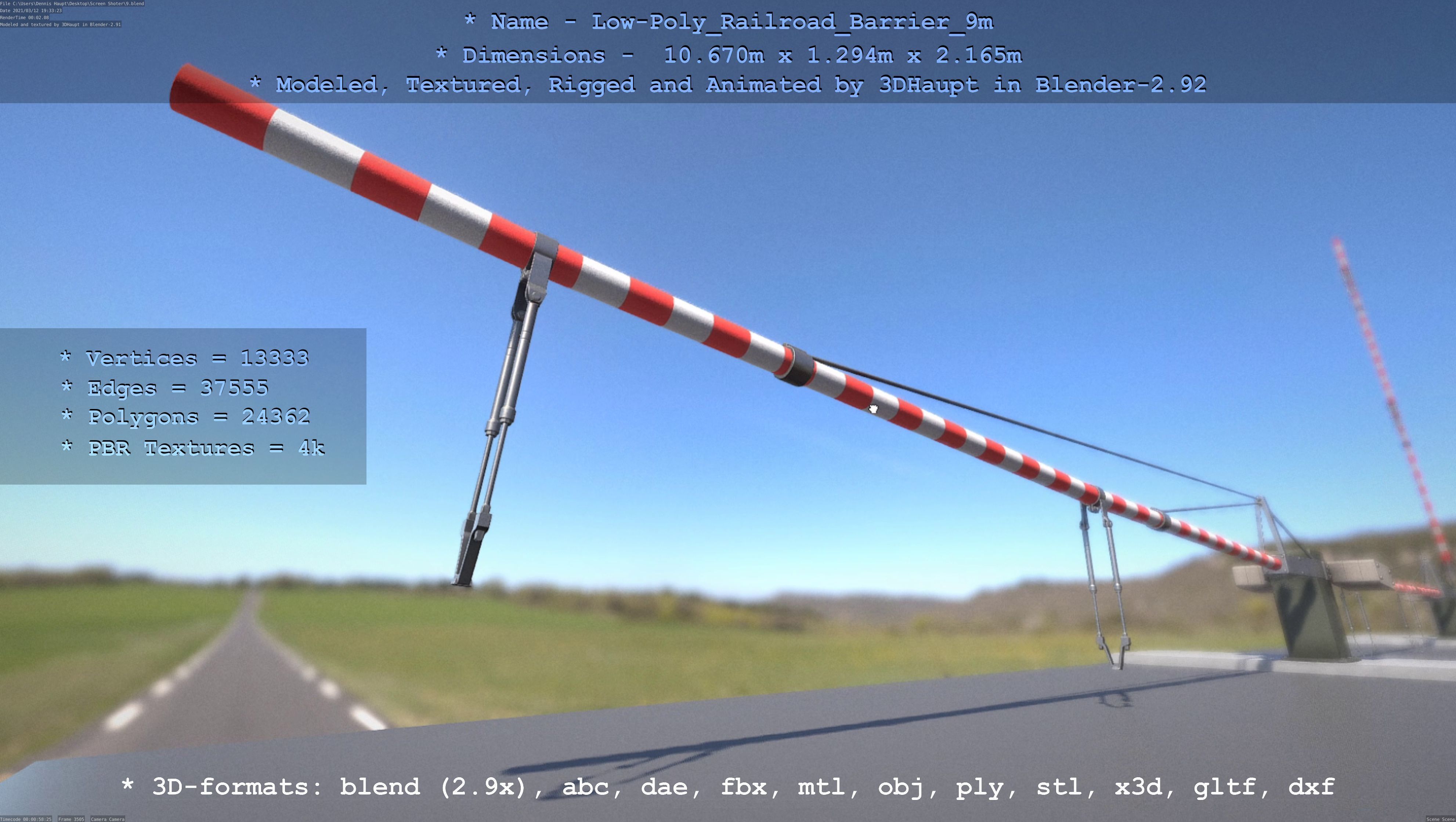 Railroad Barrier 9m High and Low-Poly 3D Model Collection_12