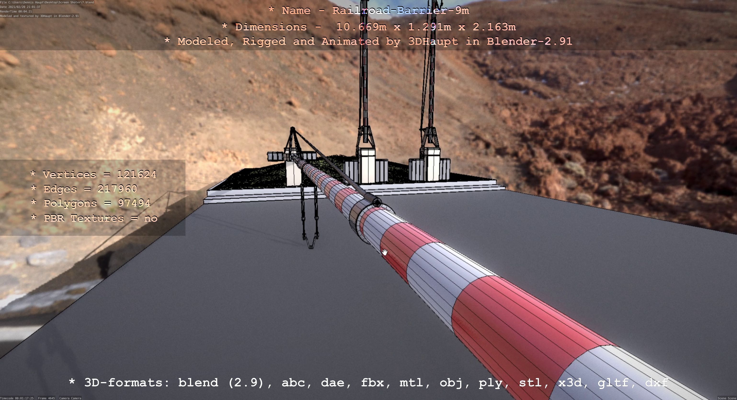 Railroad Barrier 9m High and Low-Poly 3D Model Collection_49