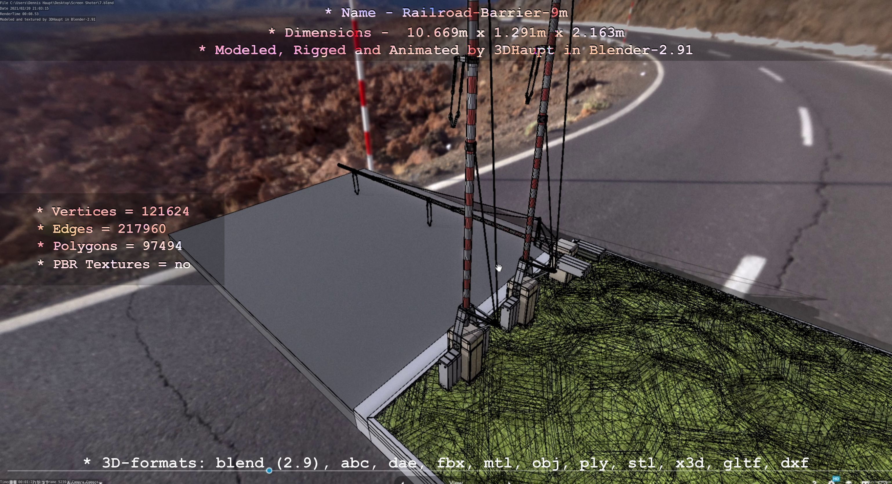 Railroad Barrier 9m High and Low-Poly 3D Model Collection_54